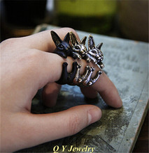 1Pcs Mix Color Vintage Silver Hippie Chic Handmade Rabbit Bunny Ring Cute Animal Boho Brass Knuckles