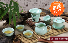 Chinese celadon tea set travel Kung fu tea set wholesales ceramic cup wholesales longquan celadon tureen