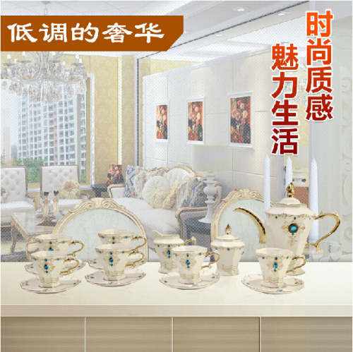 Fashion coffee cup and saucer set quality flower tea black tea set d Angleterre ceramic bone