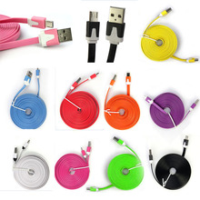 Fashion Colorful Noodle Cable Line 1M Micro USB Sync Data Cable Charger For Samsung Galaxy for