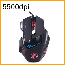 NEW 5500 DPI USB Wired Mouse Mice LED Optical Gaming Mouse Mice computer mouse 7 Button 3D Scroll Wheel Black