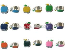 FREE SHIPPING 50 MIXED COLOURS ENAMEL APPLE EUROPEAN BEADS M19864(China (Mainland))
