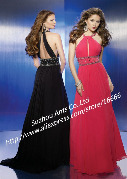 ... Front-2013-Halter-Open-Back-Evening-Gown-Chiffon-Dress-Black-and-Rosy