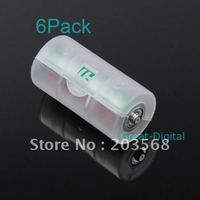 Free shipping! 6x AA to C Size Battery Converter Adaptor Adapter Case