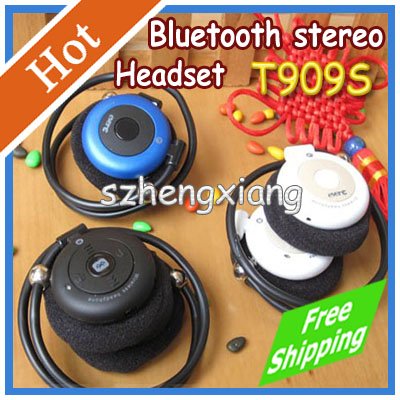 Free Shipping New ever E T909S Sports Wireless Folded Stereo Bluetooth Headset A2DP Music For Mobile