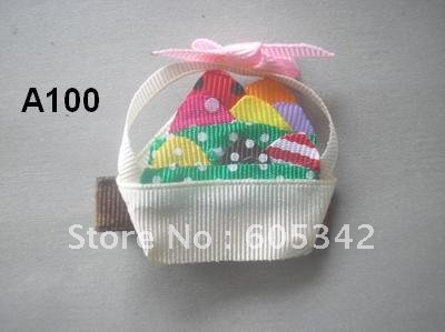 Free Shipping+50 Pcs/Lot fashion Easter Basket with Eggs Character Baby Kids Todder Girls Party Hair bows Hair clips(China (Mainland))