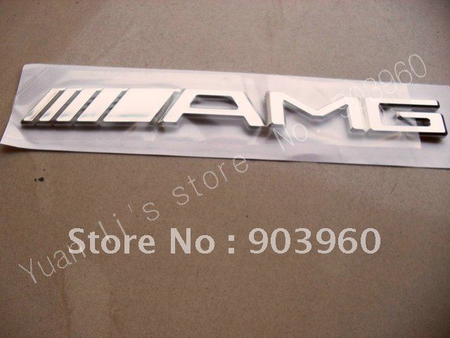 free shipping 1pcs/lot AMG Car Badge CAR EMBLEM 3D Badges with glue sticker 185*20mm silver hig quality(China (Mainland))