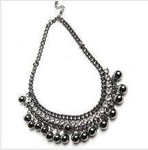 N021 New Women s Antique vintage Black Balls Crystal Necklace Fashion Jewelry wholesale
