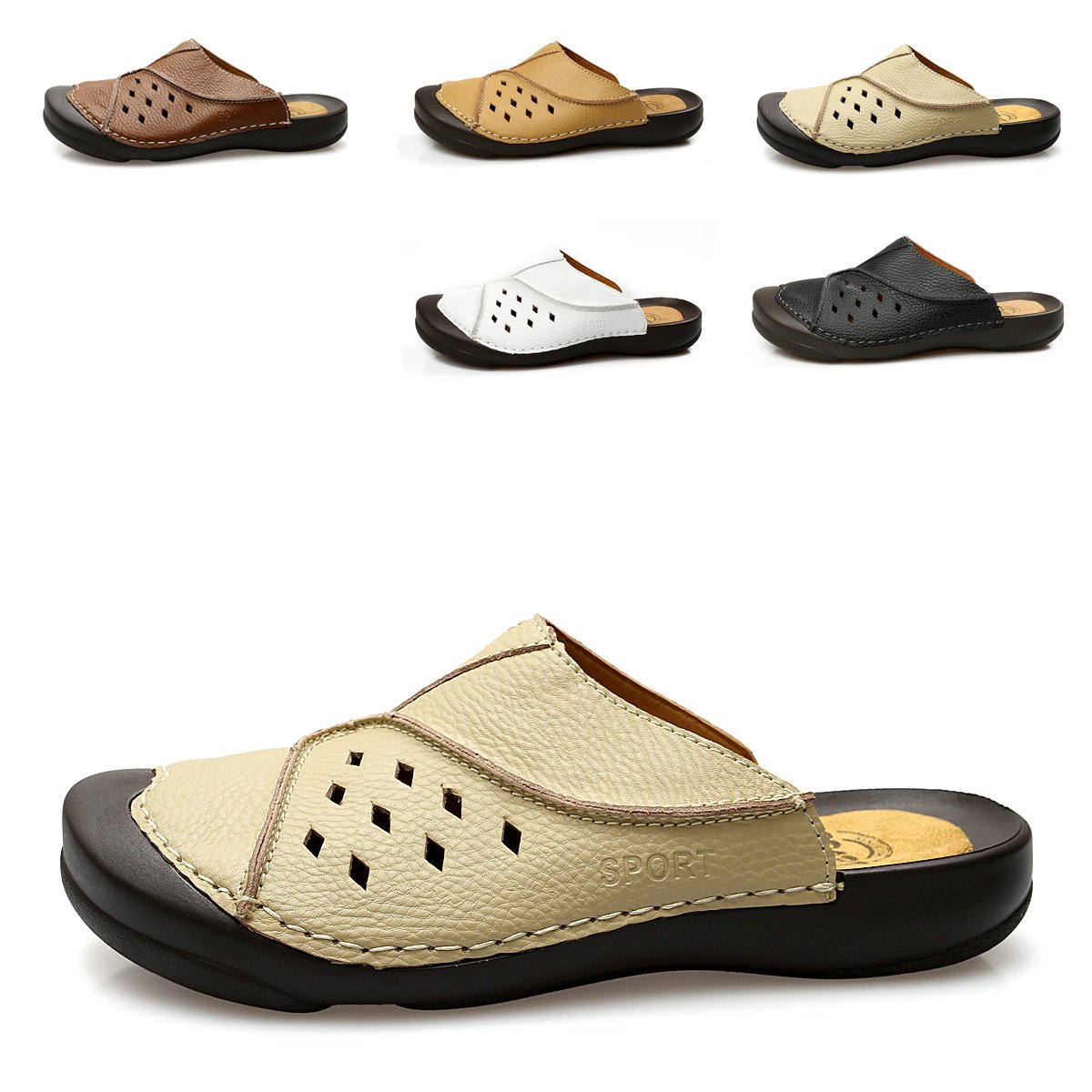 new-leisure-beach-shoes-for-men-cow-leather-axido-size-38-44-Yellow ...