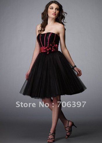 Red Black Cocktail Dress - Ocodea.com