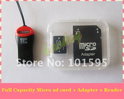 4GB 8GB 16GB 32GB micro sd card memory card with reader and free TF card adapter free shipping(China (Mainland))