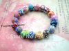 Fashion polymer clay bracelets free shipping, wholesale 20pcs round clay bead stretch bracelets, Bohemian beaded bracelets