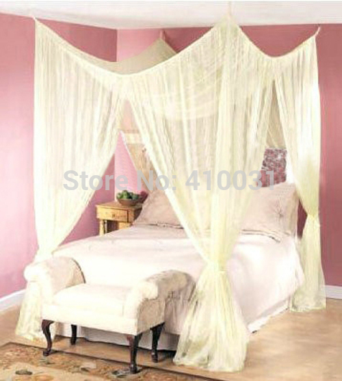 POST BED CANOPY FOUR CORNER POINT BUG INSECT MOSQUITO NET FLY NETTING ...