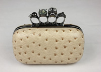 Free shipping!!  hot sell skull knuckle ring evening clutches bag with shoulder chain