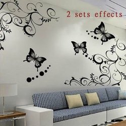 ummauern Sie Aufkleber, Wand Paster/Raumaufkleber/Haus dekoratives poster.1 set=1 vine+3butterfly, freies Verschiffen, ZQT007