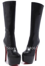 Hotsale Wholesale Women half Boot patent leather mid calf Boot suede boot black platforms half boots