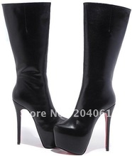 Hotsale Wholesale Women half Boot patent leather mid calf Boot suede boot black platforms half boots