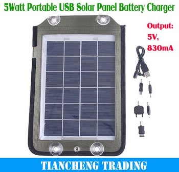 Free Shipping 5 watt Portable USB Solar Panel Battery Charger for 
