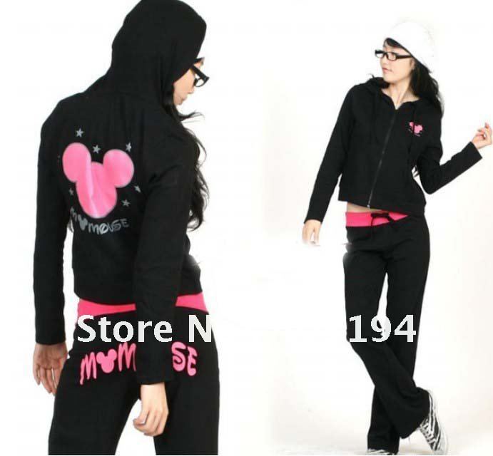2012 Fashion Women's Mickey Mouse Cotton Tracksuits Lovely Sports Suits Leisure Wear Clothing 5 Colors Size M(China (Mainland))