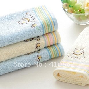 Free shipping,Children, cartoon, small towel, plain coloured, embroidery towel child