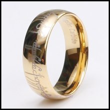 10PCS Fashion Lord Ring Tungsten Carbide Gold Plat Mens Wedding Brand w Gifts Box Size 8