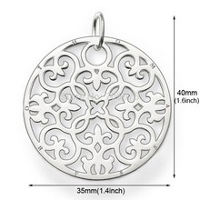 2012 new arrival wholesale free shippping  Large Silver Arabesque Disc charm pendants