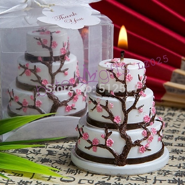 Cherry Blossom Cake Candle, Wedding Candle Favours, Party Decoration, Bridal Shower Favors