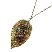NEW Stylish and elegant color leaves necklace Jewelry wholesale 2014 fashion jewelry for women CRYSTAL SHOP