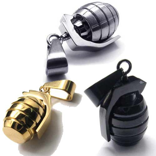 Free Shipping Fashion Jewelry Antitank Grenade 316L Stainless Steel Necklace Mens Necklaces 16569