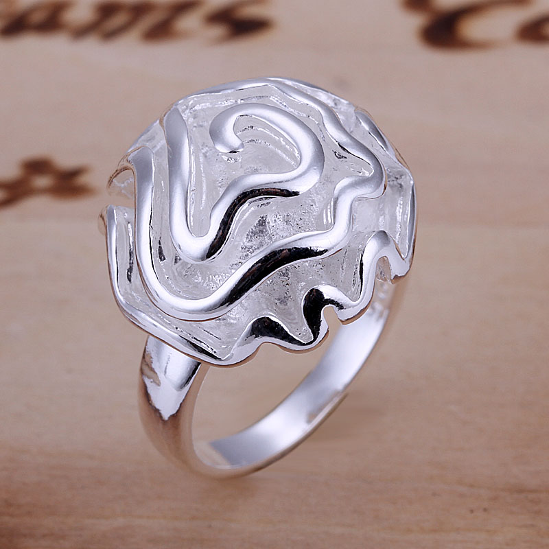 Free Shipping Wholesale Sterling 925 Silver Ring 925 Silver Fashion Jewelry Ring Rose Ring SMTR005