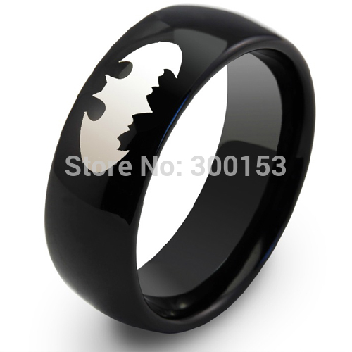 ... -New-Black-Batman-Tungsten-Carbide-Dome-Ring-Promise-Wedding-Band.jpg