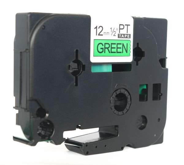 TZ2 741 black on green 18mm tz label 100 compatible label