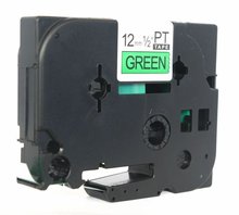 TZ2 741 black on green 18mm tz label 100 compatible label