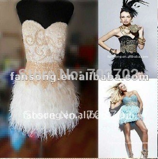 White Evening Dress on White And Gold Beaded Feather Prom Dress Picture In Prom Dresses From