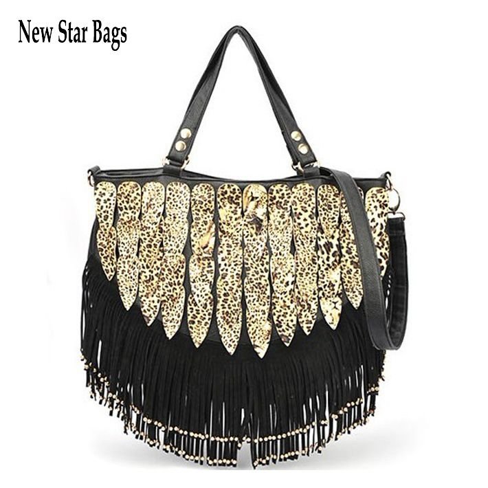 Style handbags women bags tassel bag Leopard Printed Shoulder trendy ...