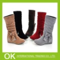 Big size US 4-15 Free shipping New lovely Style BIG Biwte Rhinestone Mid Calf Faux suede boots Flat women's shoes MLE-608-1