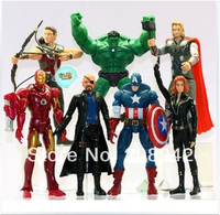Best selling!! Marvel Hulk+Captain America+Iron Man+Thor+Black Widow+Hawkeye+Nick Fury Action Figure Free shipping, 7pcs/set