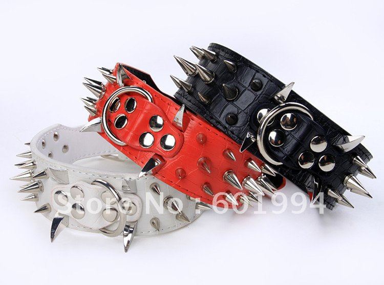 Hot-Sale-2-Inch-Width-Authentic-Leather-Spikes-Dog-Collars-for-Large ... Hot-Sale-2-Inch-Width-Authentic-Leather-Spikes-Dog-Collars-for-Large ...