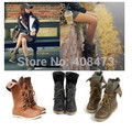 ENMAYER New 2015 Women High Boots Sexy Round Toe Ankle Boots Winter