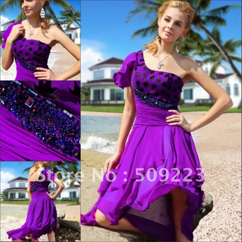 ... short sleeve knee-length A-line multi-layers prom dresses hong kong