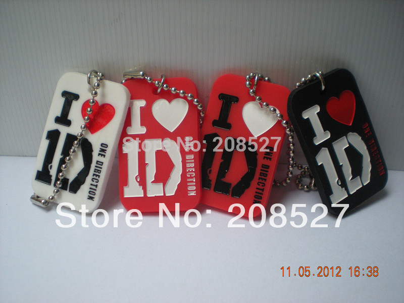 Superstar I love 1D key tag, One direction dog tag with key chaing, fashon silicon dog tag, 4colours, 1 pcs/lot, free shipping(China (Mainland))