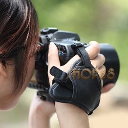 Camera Black Leather Soft Wrist Strap/Hand Grip for Canon Nikon Sony SLR/DSLR(China (Mainland))