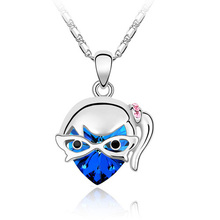 2015 Rushed Promotion Classic Women Plant Collares Jewelry Free Shipping Crystal Cupid Girl Pendant Necklace 83083
