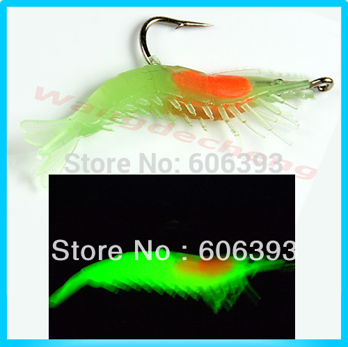 C18 10pcs lot 60mm 3g Noctilucent Soft Silicone Prawn Shrimp Fishing Lure Hook Bait