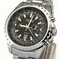 Fashion Black Military Style Gentle Men's Man Analog Dress Adjustable Stainless Steel Quartz Wrist Watches With Calendar, M919B
