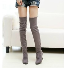 US 4 12 big size Fashion Jackboots Over The Knee Boots For Women Faux Suede Upper