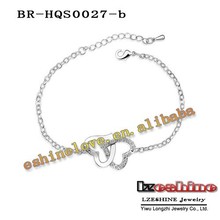 Romantic Closer Hearts Charm Bracelet Platinum Plating Crystal Charm Bracelet Love Jewelry 6Colors Options BR HQS0027mix1