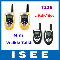 Yellow Black Color 1 Pair (2 pcs) Lovers Talking Mini Walkie Talkie T-228 Interphone Transceiver Two Way Radio Free Shipping(China (Mainland))