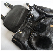 wholesale ladies Backpacks Leisure bag black Size 26 x 26cm PU rabbit fur 4 different colors