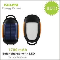 New arrival! SG Post FREE SHIPPING High quality 1700mah portable solar charger with high light LED(China (Mainland))